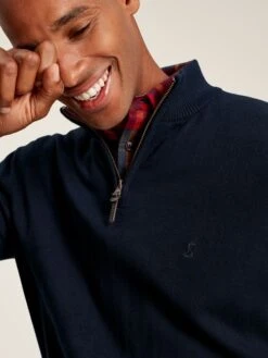 Navy Quarter Zip Knitted Jumper -Oxford Sales Store 123631s4