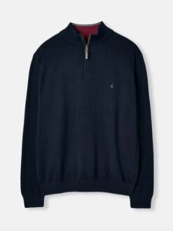Navy Quarter Zip Knitted Jumper -Oxford Sales Store 123631s6