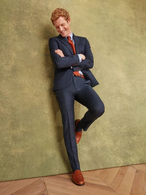 Navy/Rust Wool Slim Fit Suit: Jacket 2 Navy/Rust Wool Slim Fit Suit: Jacket - Image 2