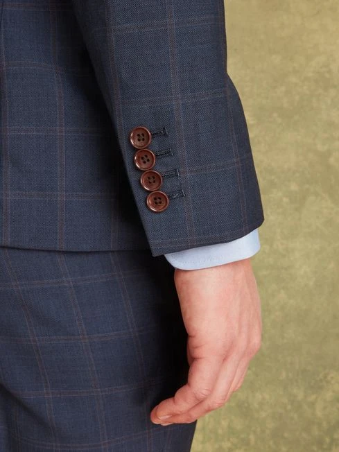 Navy/Rust Wool Slim Fit Suit: Jacket 5 Navy/Rust Wool Slim Fit Suit: Jacket - Image 5