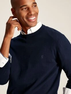 Navy Crew Neck Knitted Jumper -Oxford Sales Store 159877s4