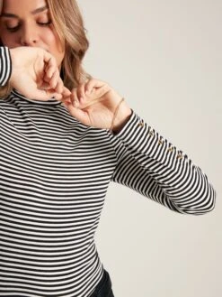 Black/Cream Roll Neck Top -Oxford Sales Store 282608s5