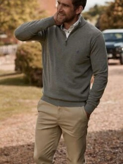 Grey Quarter Zip Knitted Jumper -Oxford Sales Store 335 961s6