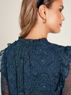 Navy Lumi Balloon Sleeve Dress -Oxford Sales Store 490120s7