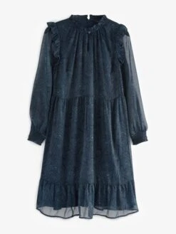 Navy Lumi Balloon Sleeve Dress -Oxford Sales Store 490120s8