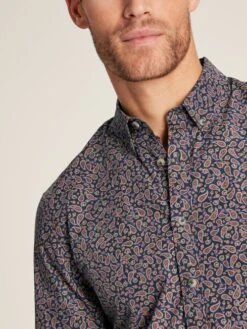 Navy Paisley Classic Fit Printed Shirt -Oxford Sales Store 530676s6