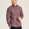 Red Long Sleeve Classic Fit Poplin Shirt