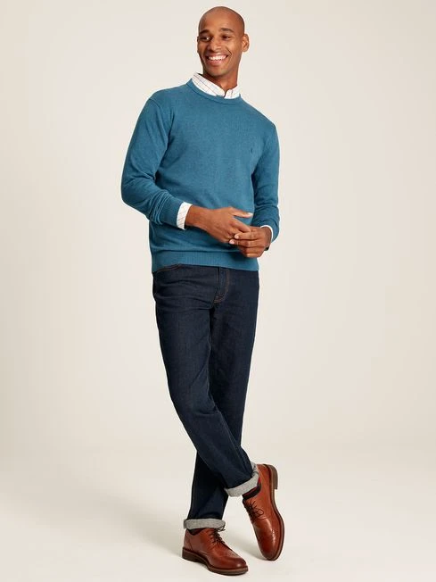 Blue Crew Neck Knitted Jumper 3 Blue Crew Neck Knitted Jumper - Image 3