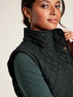 Black Showerproof Longline Diamond Quilted Gilet -Oxford Sales Store 621595s5