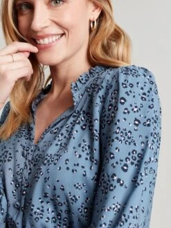 Joules Blue Josie Frill Elasticated Waist Dress -Oxford Sales Store 622003s4