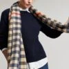 Natural Check Checked Brushed Scarf