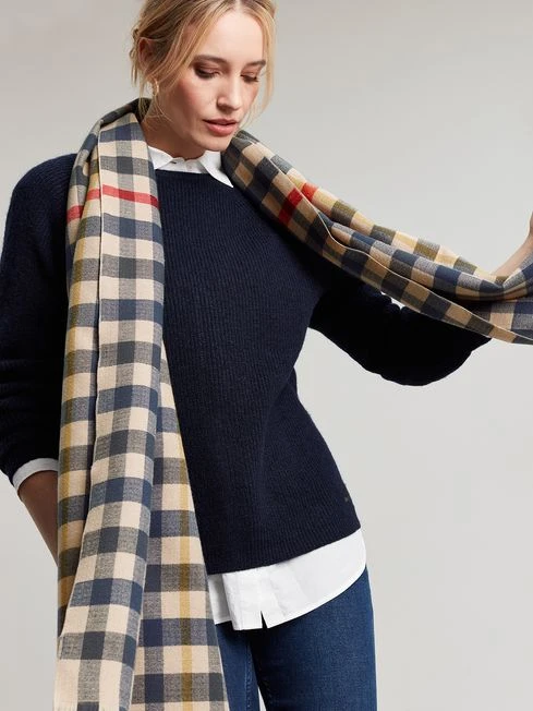 Natural Check Checked Brushed Scarf 1 Natural Check Checked Brushed Scarf