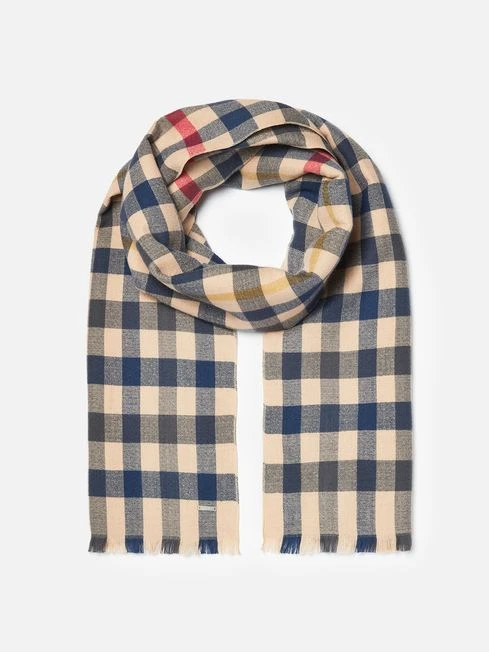 Natural Check Checked Brushed Scarf 3 Natural Check Checked Brushed Scarf - Image 3