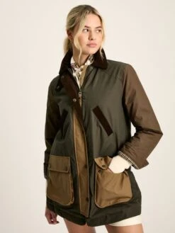 Brown/Khaki Showerproof Quilted Wax Jacket