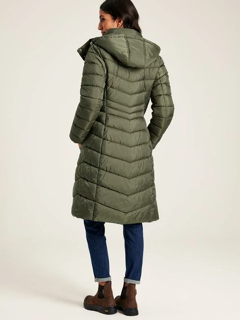 Khaki Green Showerproof Long Padded Coat 2 Khaki Green Showerproof Long Padded Coat - Image 2