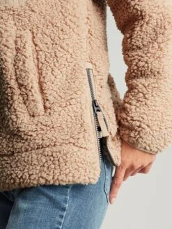 Tan Brown Zip Front Fleece With Hem Detail 12 Tan Brown Zip Front Fleece With Hem Detail -Oxford Sales Store 862446s6