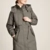 Dark Grey Longline Waterproof Coat With Quilted Lining