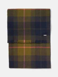 Navy Blue Checked Brushed Scarf -Oxford Sales Store 950402s5