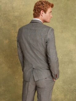 Grey/Rust Check Wool Slim Fit Suit: Jacket 10 Grey/Rust Check Wool Slim Fit Suit: Jacket -Oxford Sales Store 960 018s3