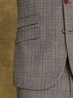 Grey/Rust Check Wool Slim Fit Suit: Jacket 12 Grey/Rust Check Wool Slim Fit Suit: Jacket -Oxford Sales Store 960 018s5