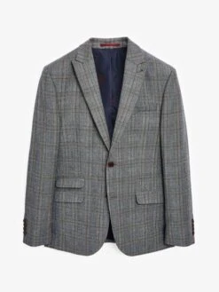 Grey/Rust Check Wool Slim Fit Suit: Jacket 15 Grey/Rust Check Wool Slim Fit Suit: Jacket -Oxford Sales Store 960 018s8
