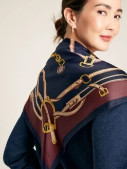 Blue Silk Square Scarf 8 Blue Silk Square Scarf -Oxford Sales Store C09661s3