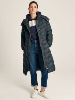 Navy Blue Showerproof Long Padded Coat -Oxford Sales Store C10 942s3