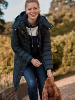 Navy Blue Showerproof Long Padded Coat -Oxford Sales Store C10 942s5