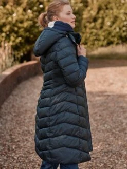 Navy Blue Showerproof Long Padded Coat -Oxford Sales Store C10 942s6