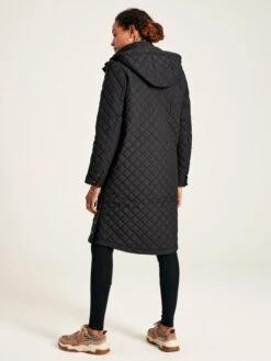 Black Showerproof Quilted Coat With Hood -Oxford Sales Store C22152s3