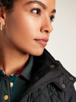 Black Showerproof Quilted Coat With Hood -Oxford Sales Store C22152s5