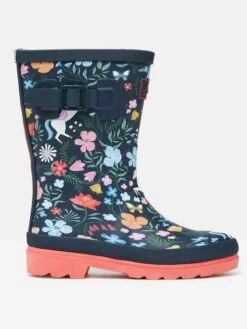 Navy Blue Printed Wellies