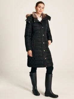 Black Showerproof Longline Padded Coat 10 Black Showerproof Longline Padded Coat -Oxford Sales Store C32469s4