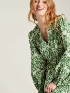 Green Floral Pleated Dress -Oxford Sales Store C37694s4