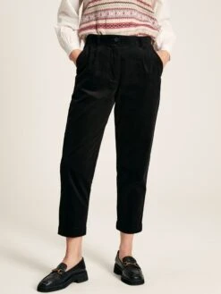 Black Cord Tapered Leg Trousers