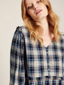 Camilla Blue Button Front Tiered Dress -Oxford Sales Store C74917s4