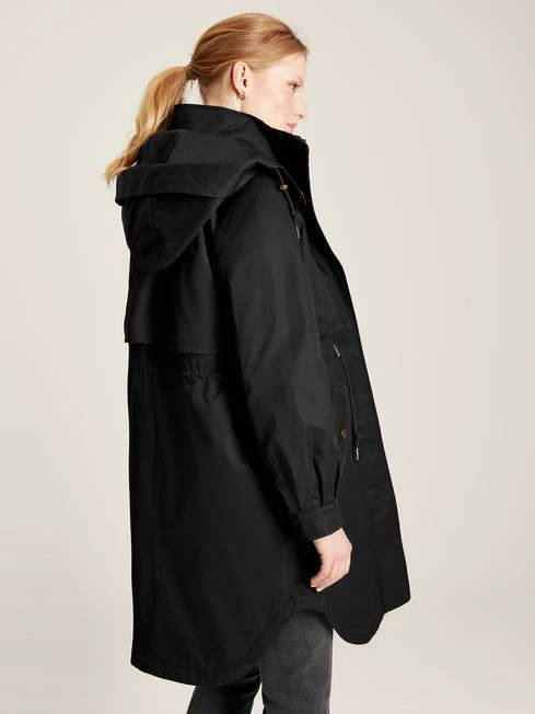 Black Longline Waterproof Coat With Quilted Lining 2 Black Longline Waterproof Coat With Quilted Lining - Image 2