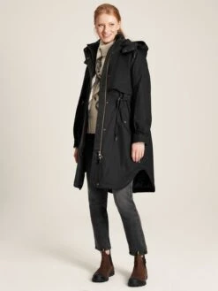 Black Longline Waterproof Coat With Quilted Lining 9 Black Longline Waterproof Coat With Quilted Lining -Oxford Sales Store D03727s3