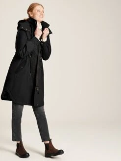 Black Longline Waterproof Coat With Quilted Lining 10 Black Longline Waterproof Coat With Quilted Lining -Oxford Sales Store D03727s4