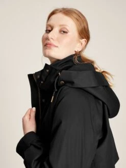 Black Longline Waterproof Coat With Quilted Lining 11 Black Longline Waterproof Coat With Quilted Lining -Oxford Sales Store D03727s5