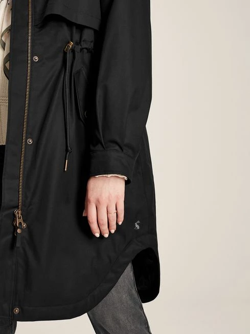 Black Longline Waterproof Coat With Quilted Lining 6 Black Longline Waterproof Coat With Quilted Lining - Image 6