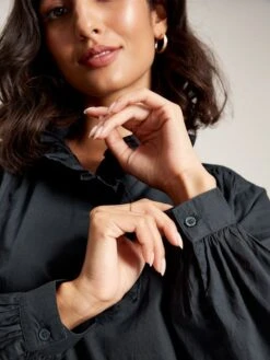 Navy Blue Frill Blouse -Oxford Sales Store D03730s5