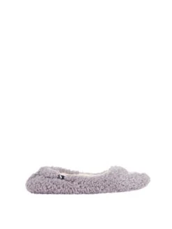 Joules Junior Purple Pombury Ballet Slippers With Interest Upper