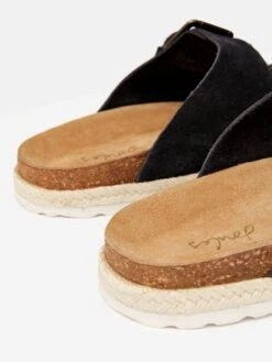 Navy Blue Suede Espadrille Buckle Sliders -Oxford Sales Store D80340s6