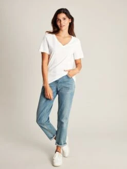 White V Neck T-shirt -Oxford Sales Store D81645s4