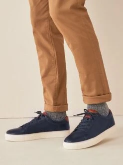 Navy Blue Leather Trainers -Oxford Sales Store M23377s5