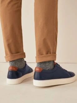 Navy Blue Leather Trainers -Oxford Sales Store M23377s6