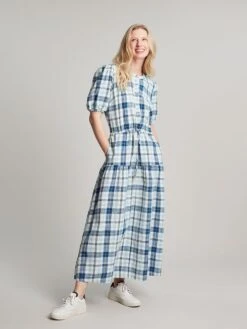 Joules Blue Amalie Check Dress