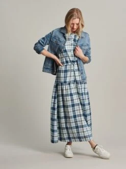Joules Blue Amalie Check Dress -Oxford Sales Store M92826s3