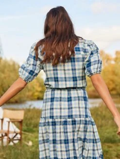 Joules Blue Amalie Check Dress -Oxford Sales Store M92826s8